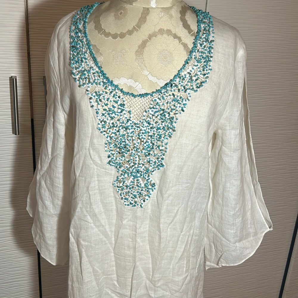 Pure linen Calypso St. Barth caftan, Sz 1 (fits like a M/L)